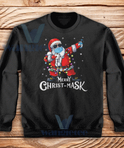 Christmas Santa Dab With Mask Sweatshirt Adult Size S-3XL